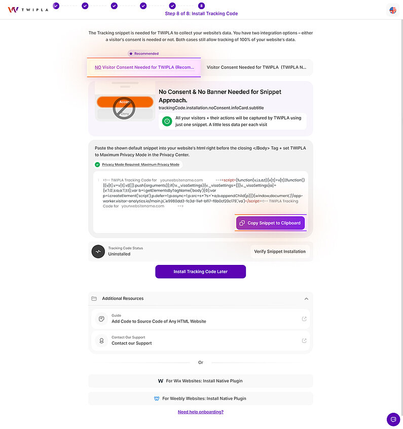Manual Tracking Code Installation