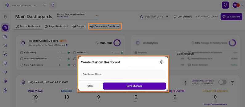 Create a New Custom Dashboard