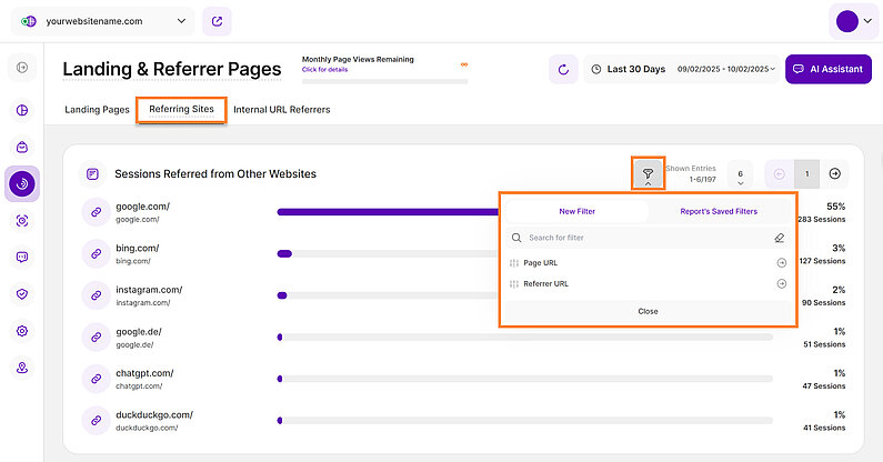 How to Filter Referring Sites