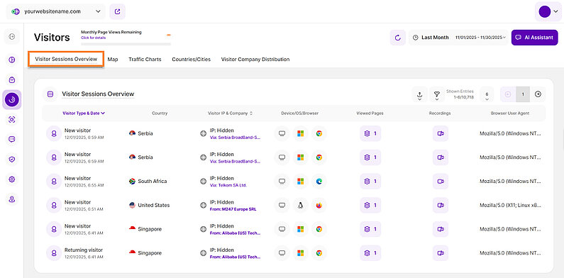 View Detailed Information about Your Visitors