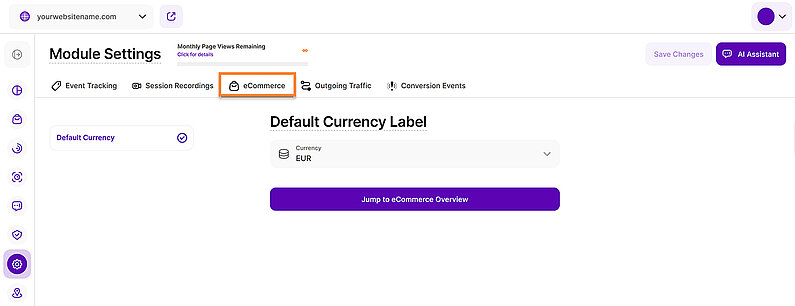Set The Default Currency for your eCommerce Statistics
